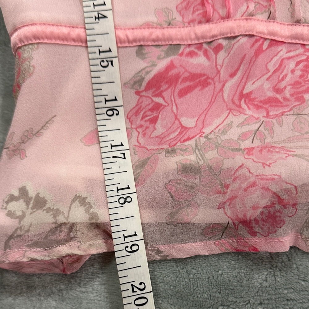Y2K Worthington coquette Pink Floral Short Sleeve  10 silk sheer top fairy - Picture 8 of 8